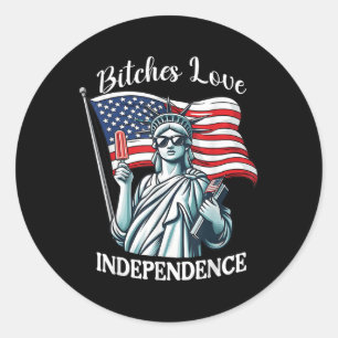 Sticker Rond Es Love Independence Drôle 4 juillet Retro