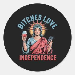 Sticker Rond Es Love Independence Funny 4 Juillet Pour Femmes