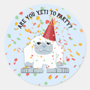 Sticker Rond Es-Tu Yeti À Faire Une Jolie Caricature Yeti