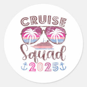 Sticker Rond Escadron de croisière 2025 Famille amis Vacation C
