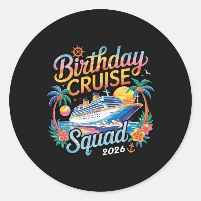 Sticker Rond Escadron de croisière d'anniversaire 2026 Vacances (Devant)
