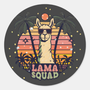 Sticker Rond Escadron de Llama Vintage cool