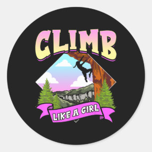 Sticker Rond Escalade Amusante Comme Une Fille Rock Escalade Bo