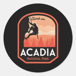 Sticker Rond Escalade dans le parc national d'Acadia 