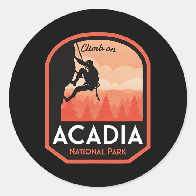 Sticker Rond Escalade dans le parc national d'Acadia  (Devant)