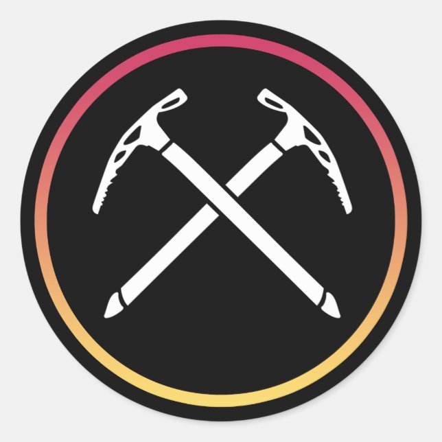 Sticker Rond Escalade de glace - Axes de glace traversés (Devant)
