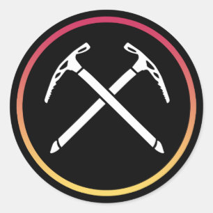 Sticker Rond Escalade de glace - Axes de glace traversés