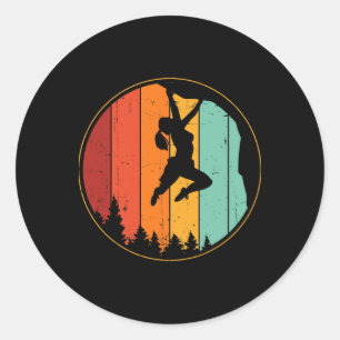 Sticker Rond Escalade de rochers cool vintage bloc femmes grimp