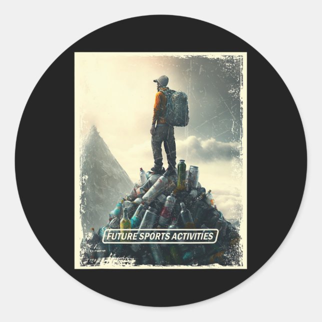 Sticker Rond Escalade de rochers post apocalyptique Pollution e (Devant)