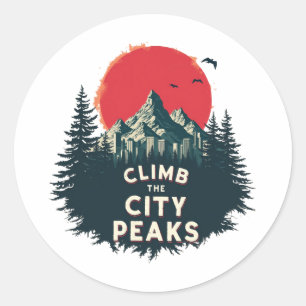Sticker Rond Escaladez Les Pics De La Ville - Aventures D'Alpin