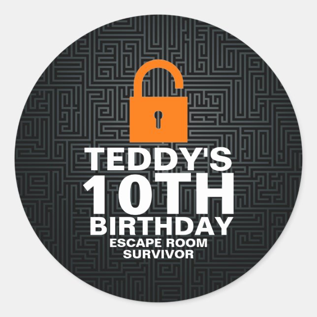 Sticker Rond Escape Room Meurtre Mystère Jeu Anniversaire (Devant)