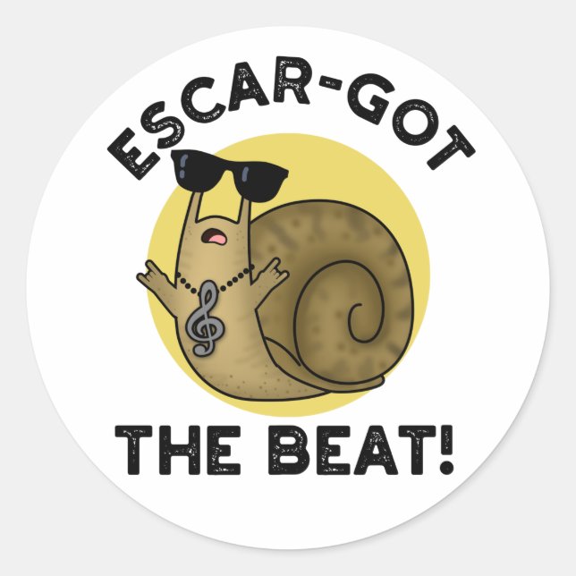 Sticker Rond Escar A Obtenu Le Beat Funny French Snail Pun (Devant)