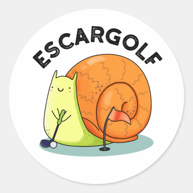 Sticker Rond Escar-golf Funny Escargot Snail Pun (Devant)