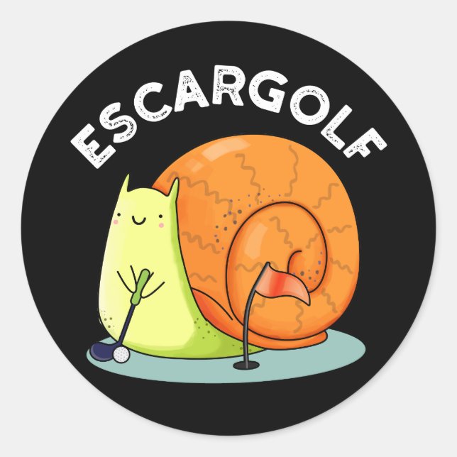Sticker Rond Escar-golf Funny Escargot Snail Pun Dark BG (Devant)