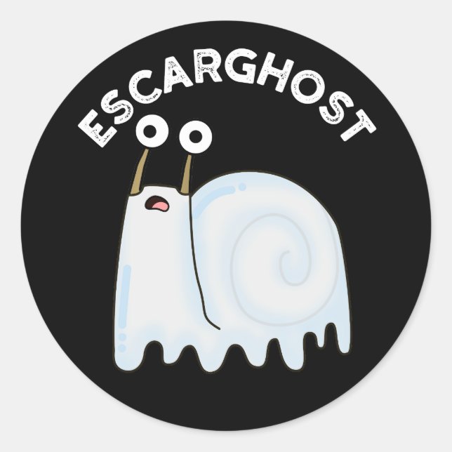 Sticker Rond Escarghost Amusant Français Ghost Snail Pun Dark B (Devant)