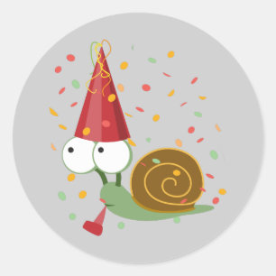 Sticker Rond Escargot Confetti Party