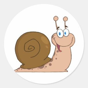 Sticker Rond Escargot heureux de bande dessinée
