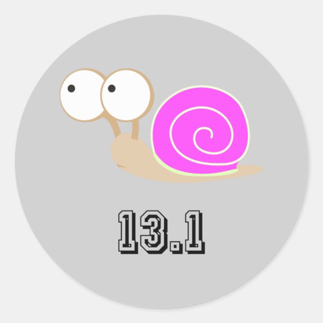 Sticker Rond Escargot rose 13.1 (demi-marathon) (Devant)