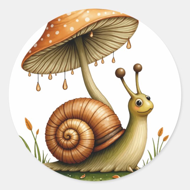 Sticker Rond Escargot sous champignon (Devant)