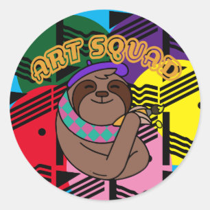 Sticker Rond Escouade d'art de Sloth Artist