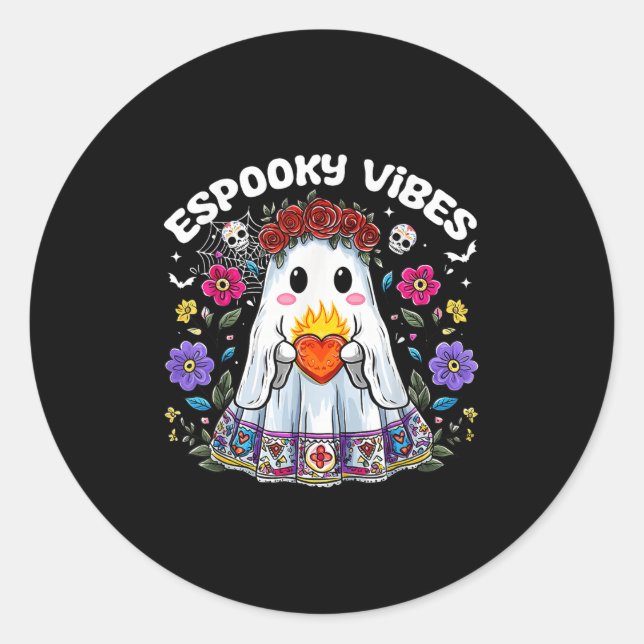 Sticker Rond Esoky Vibes Maestra Soky Halloween Mexican Girls  (Devant)