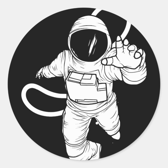 Sticker Rond Espace extérieur vintage Astronaute drôle (Devant)