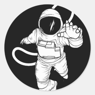 Sticker Rond Espace extérieur vintage Astronaute drôle
