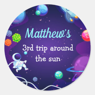 Sticker Rond Espace extra-atmosphérique 3e anniversaire planète