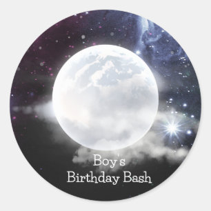 Sticker Rond Espace extra-atmosphérique Boy's Birthday Bash
