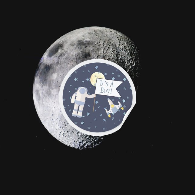 Sticker Rond Espace extra-atmosphérique C'est un garçon ! (Créateur téléchargé)