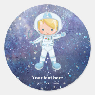 Sticker Rond Espace extra-atmosphérique de garçon d'astronaut