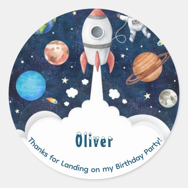 Sticker Rond Espace pour enfants merci  (Devant)