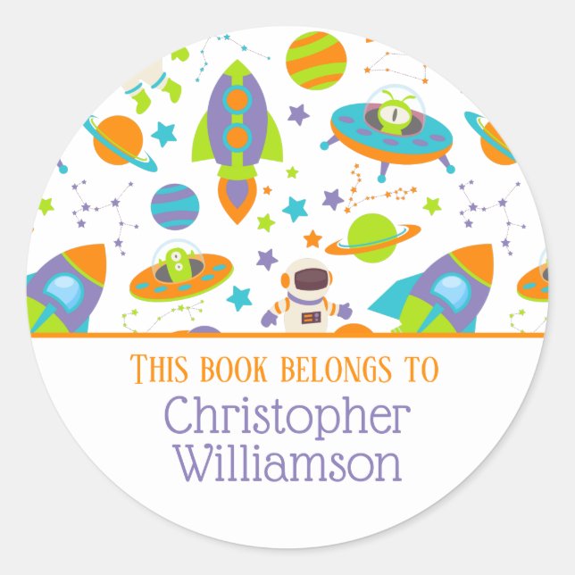 Sticker Rond Espace Thématique Ce Livre Appartient À Bookplate (Devant)