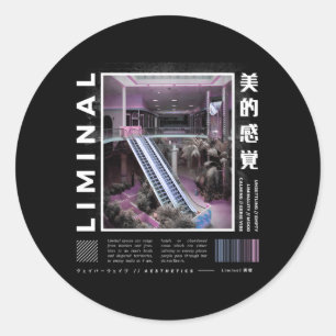 Sticker Rond Espaces Liminaux Vaporwave esthétique Kawaii Paste