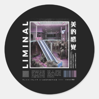 Sticker Rond Espaces Liminaux Vaporwave esthétique Kawaii Paste