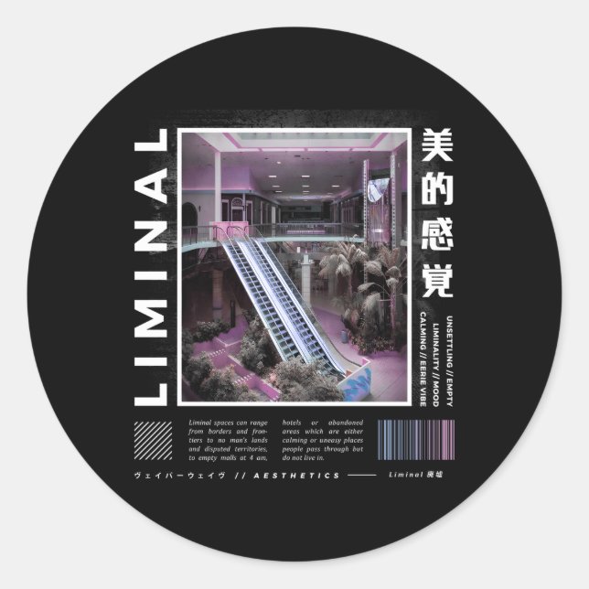 Sticker Rond Espaces Liminaux Vaporwave esthétique Kawaii Paste (Devant)