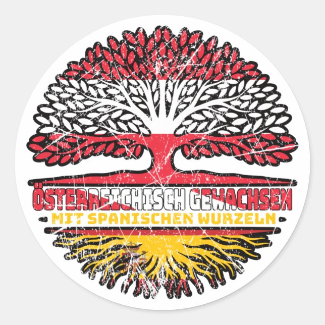 Sticker Rond Espagne Autriche Arbre (Devant)