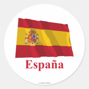 Sticker Rond Espagne avec le drapeau avec le nom en espagnol