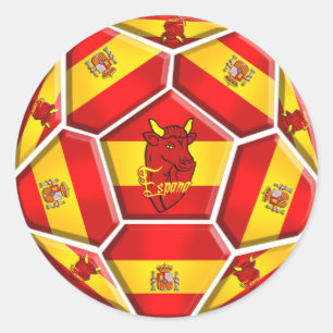 Sticker Rond Espagne balle de football La Furia Roja Toro drape