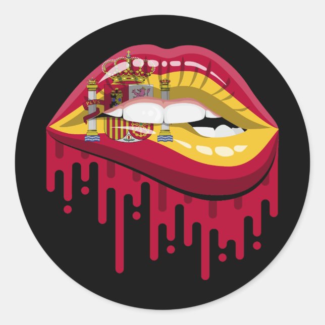 Sticker Rond Espagne lèvres drapeau de la racine de fierté (Devant)