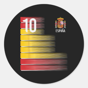 Sticker Rond Espagne Numéro 10 Espana Football Espagnol Hommes
