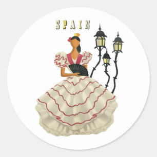 Sticker Rond Espagnol danseuse flamenco femme Espagne Travel Ar