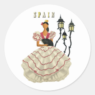 Sticker Rond Espagnol danseuse flamenco femme Espagne Travel Ar