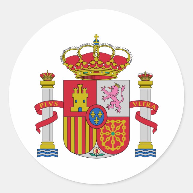 Sticker Rond Espagnol Espagne Armoiries Officielles Heraldry Sy (Devant)