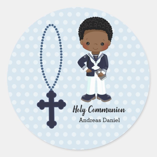 Sticker Rond Espagnol Sailor First Communion garçon (Devant)