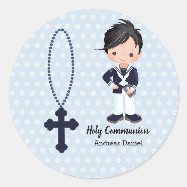Sticker Rond Espagnol Sailor First Communion garçon (Devant)