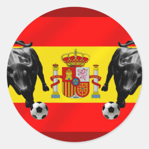 Sticker Rond España La Furia Roja football Toro Drapeau de l'Es