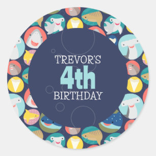 Sticker Rond Espèces de requins mignons