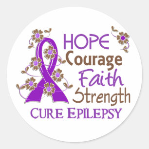 Sticker Rond Espoir Courage Faith Force 3 Epilepsie