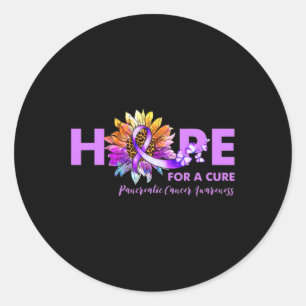 Sticker Rond Espoir D'Un Cancer Pancréatique Cure Sunflo Sensib